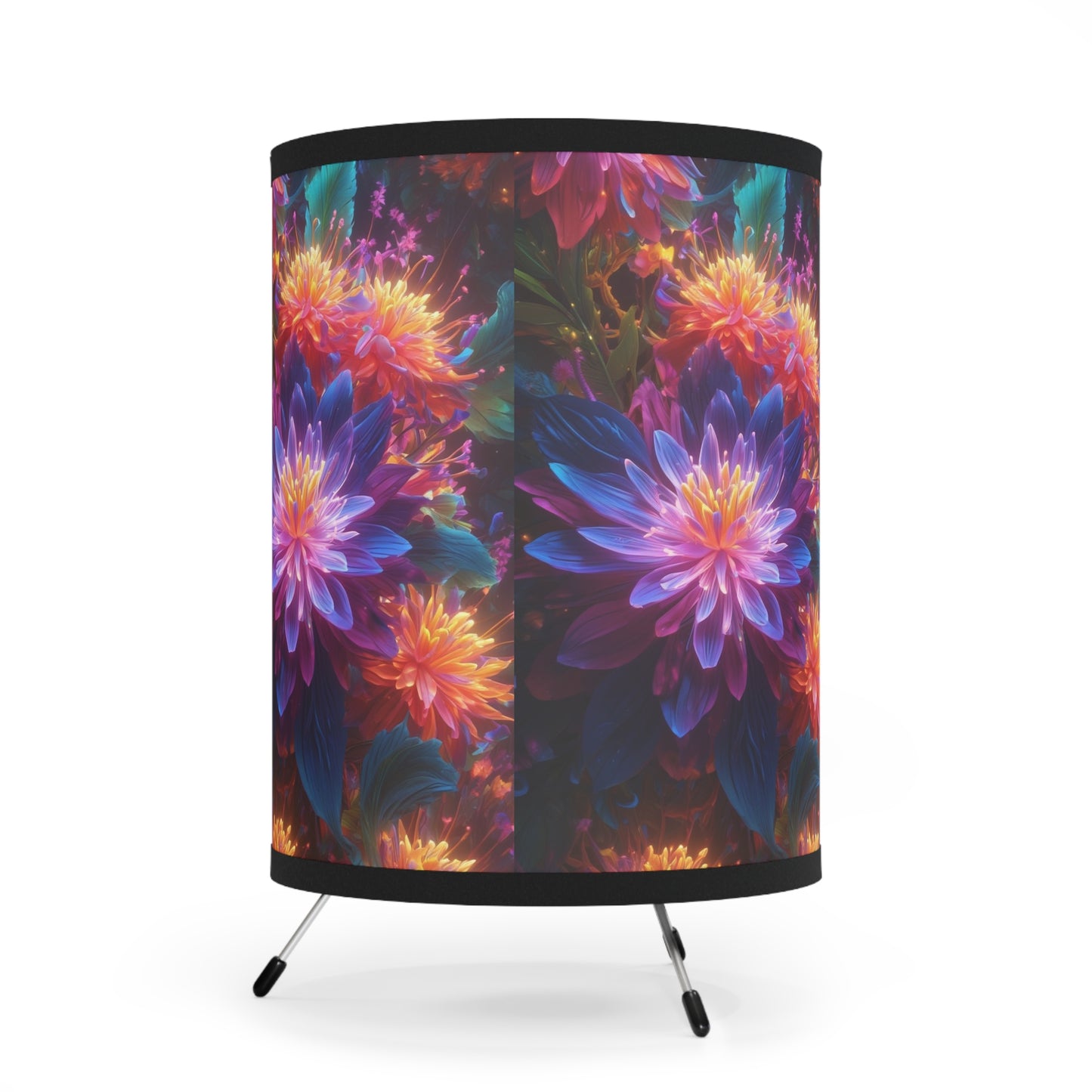 Vibrant Floral Tripod Lamp – High-Res Printed Shade for Home Decor