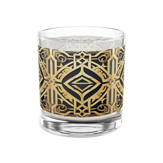 Elegant Gold Geometric Rocks Glass - Perfect for Cocktails & Special Occasions