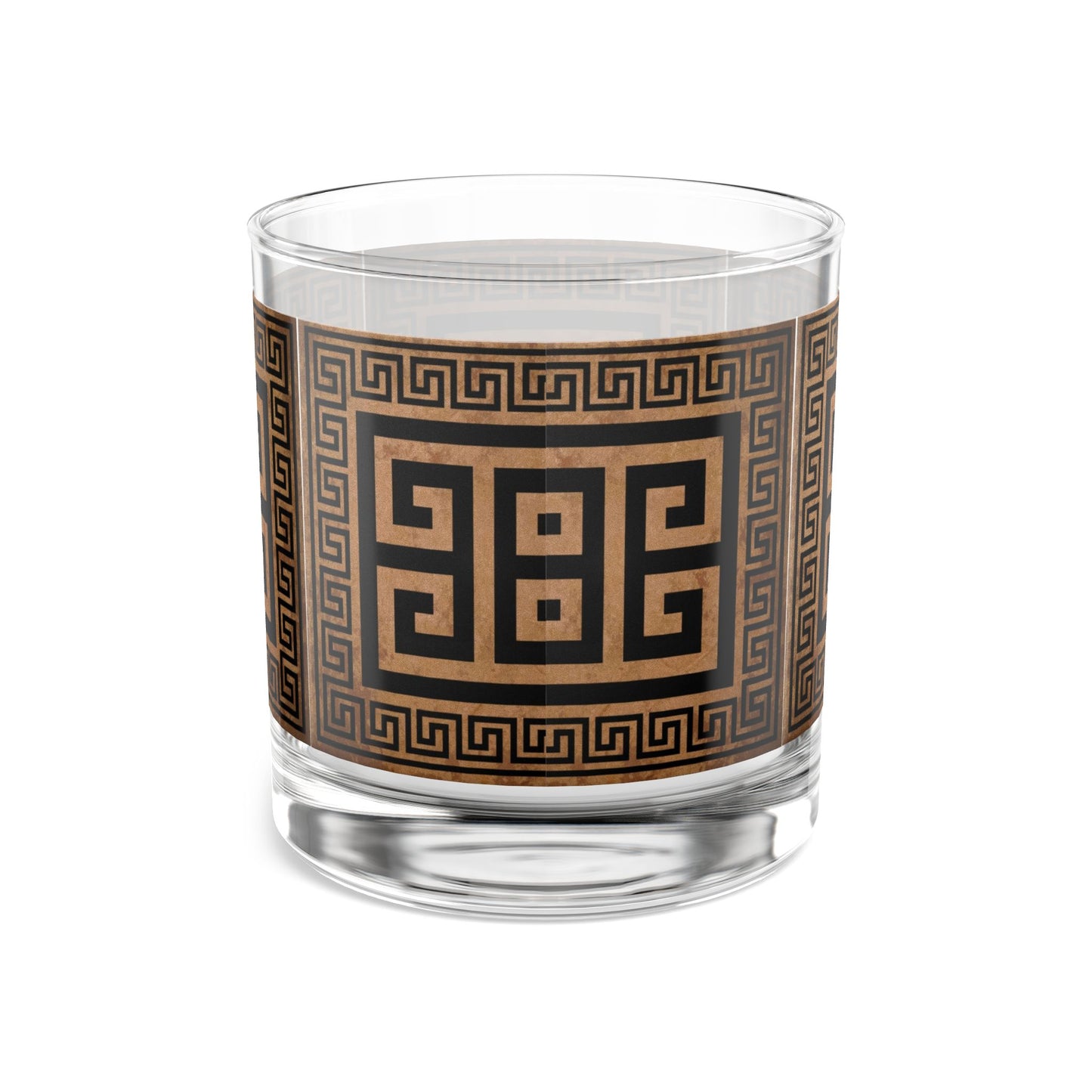 Elegant Greek Key Rocks Glass - 10oz - Perfect for Home Bar and Gifts