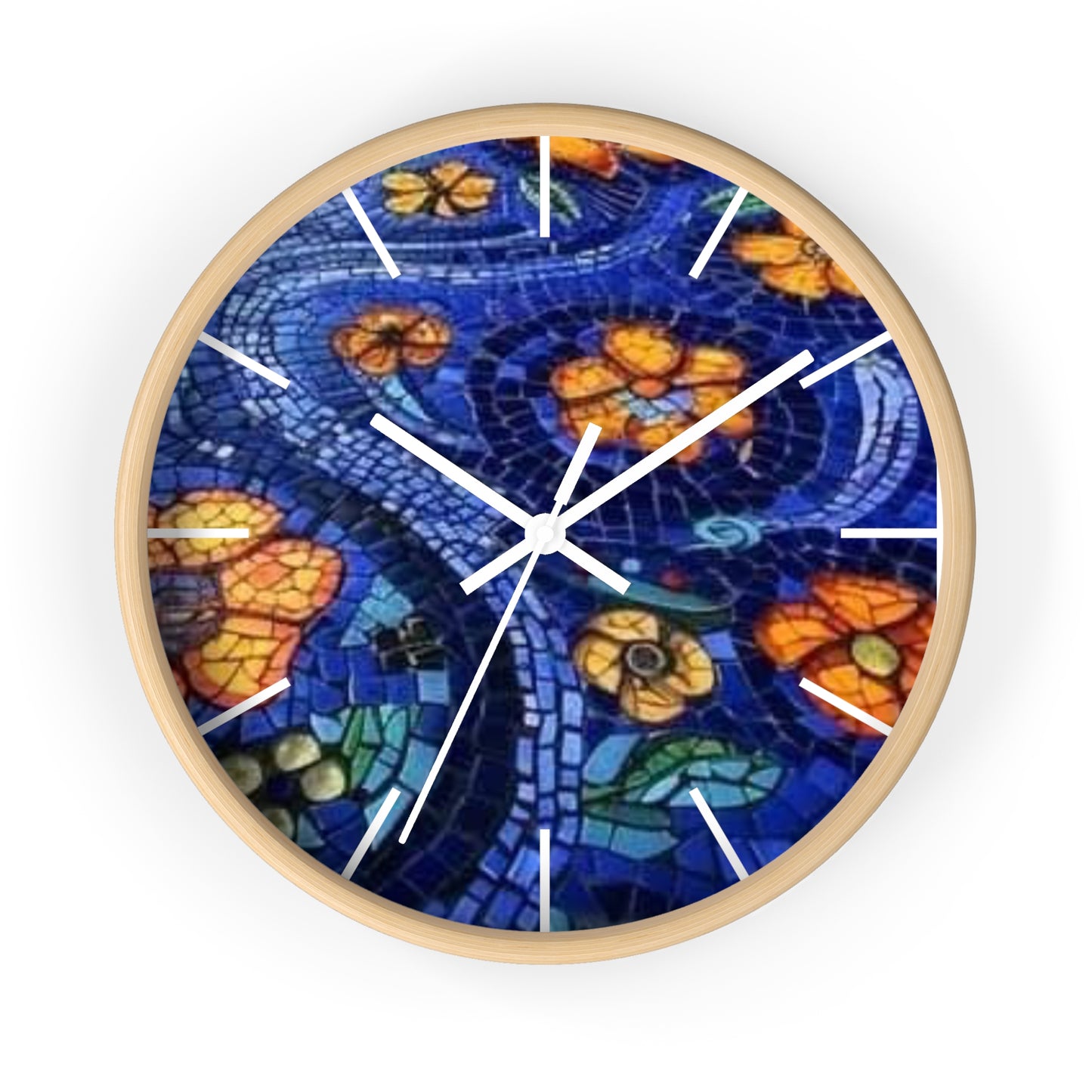 Mosaic Floral Wall Clock - Artistic Home Decor