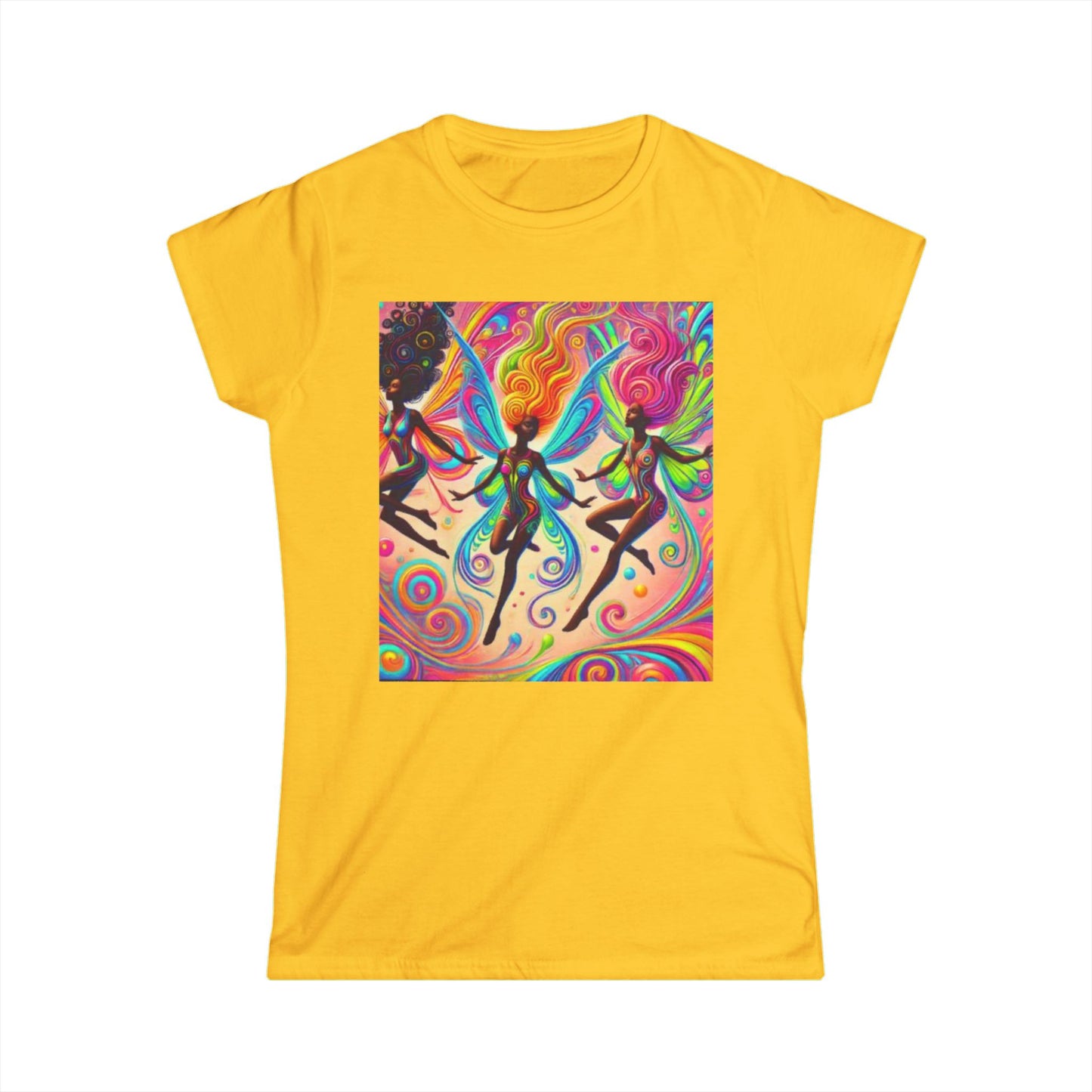 Colorful Fairy Women's Softstyle Tee - Whimsical Graphic T-Shirt for Creative Souls