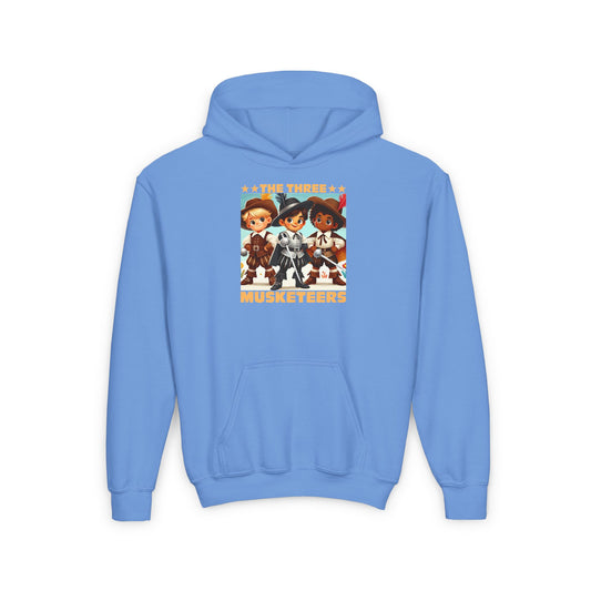 Youth Heavy Blend Hooded Sweatshirt - The Three Musketeers Graphic Sweatshirt for Kids