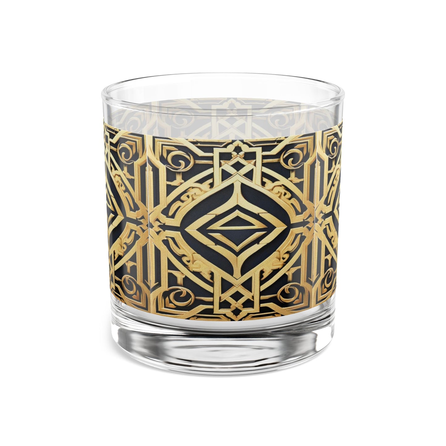 Elegant Gold Geometric Rocks Glass - Perfect for Cocktails & Special Occasions