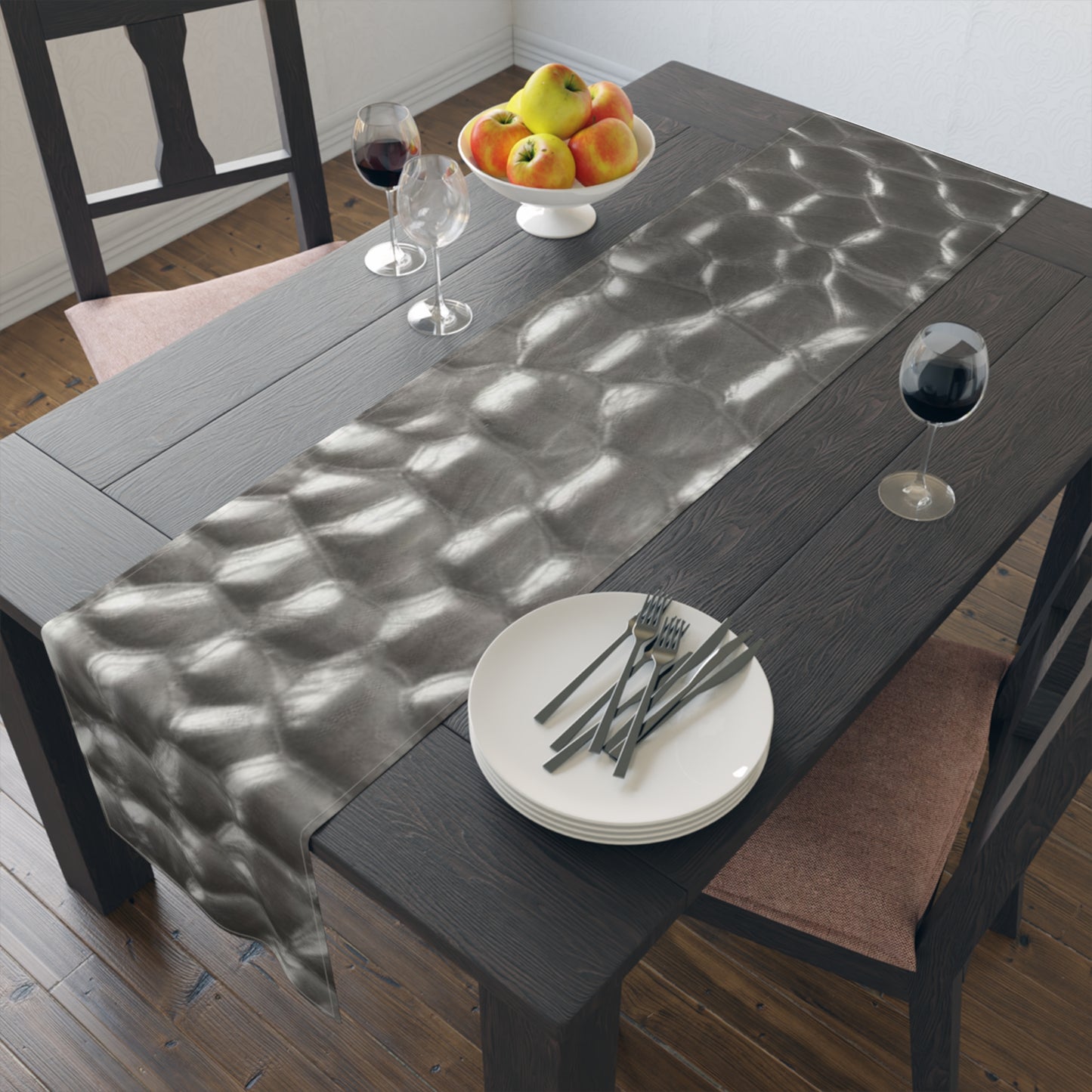Elegant Silver Textured Table Runner for Dining Decor