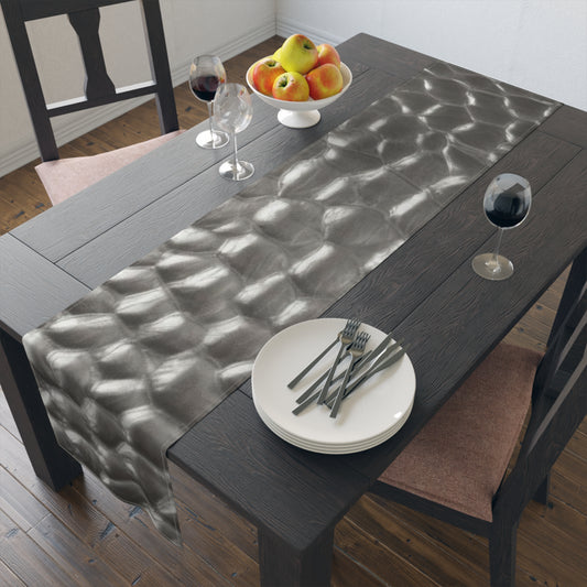 Elegant Silver Textured Table Runner for Dining Decor
