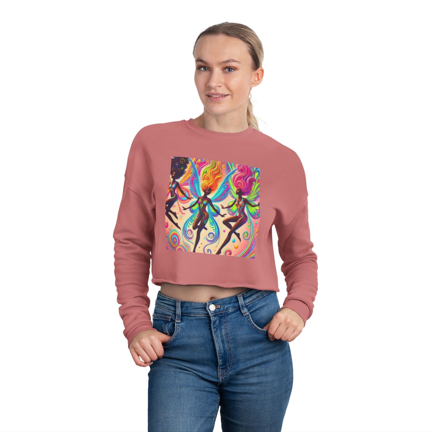 Colorful Fairy Women’s Cropped Sweatshirt - Trendy & Stylish for Everyday Wear