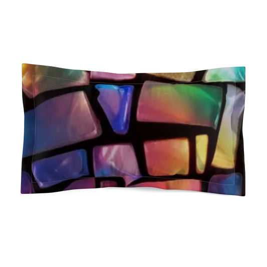 Vibrant Stained Glass Microfiber Pillow Sham - Colorful Decorative Bedding