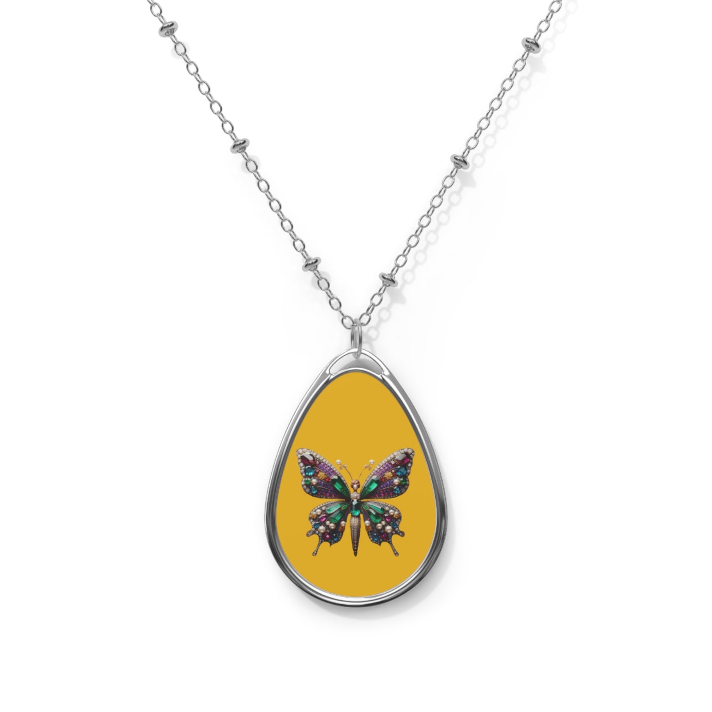 Colorful Butterfly Oval Necklace | Elegant Pendant for Nature Lovers | Perfect Gift for Birthdays and Celebrations