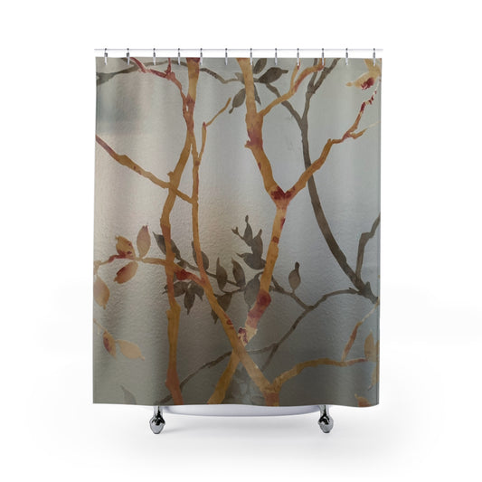Elegant Nature-Inspired Shower Curtain - Floral Design for a Calming Bathroom Retreat