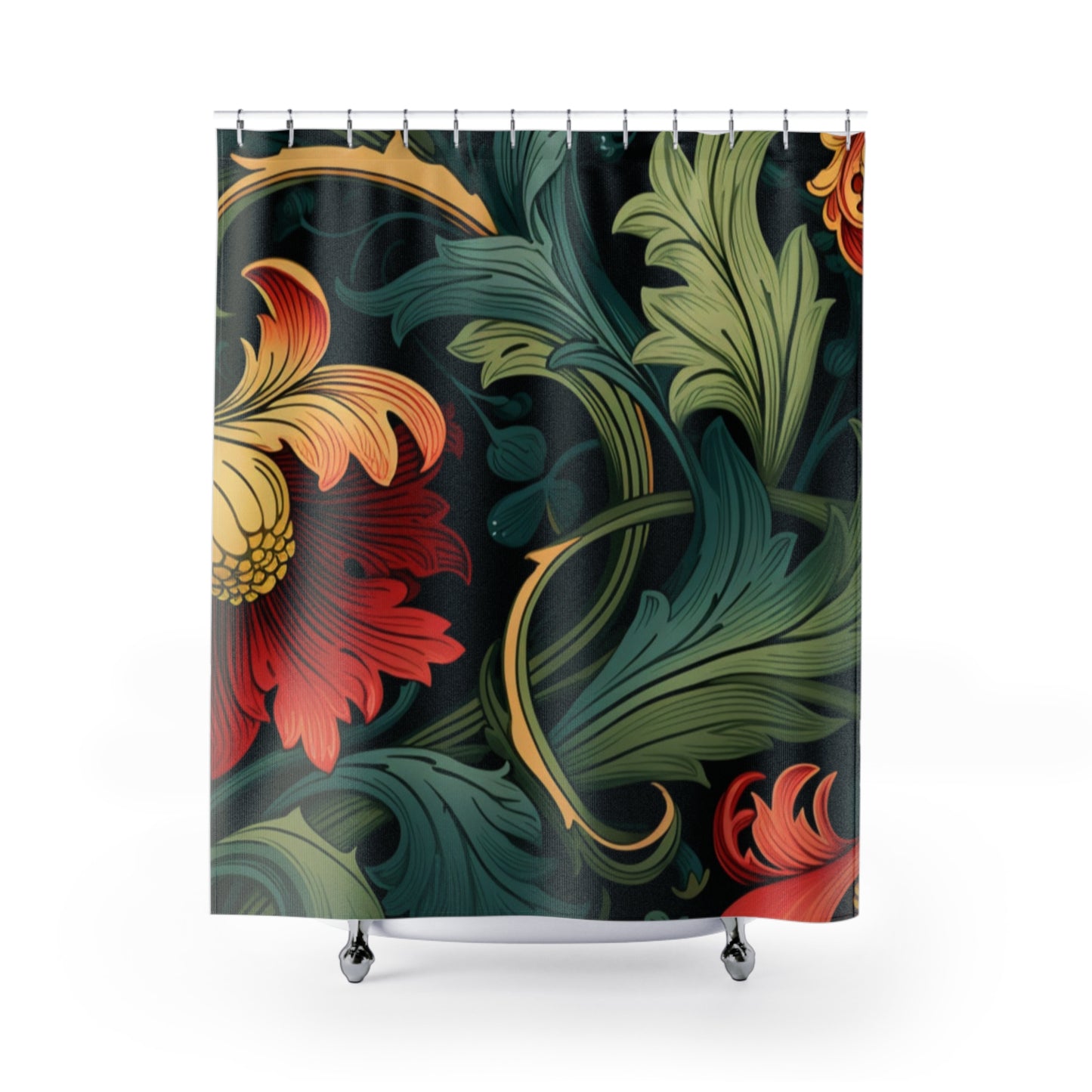 Bohemian Floral Shower Curtains - Vibrant Botanical Design for Home Decor