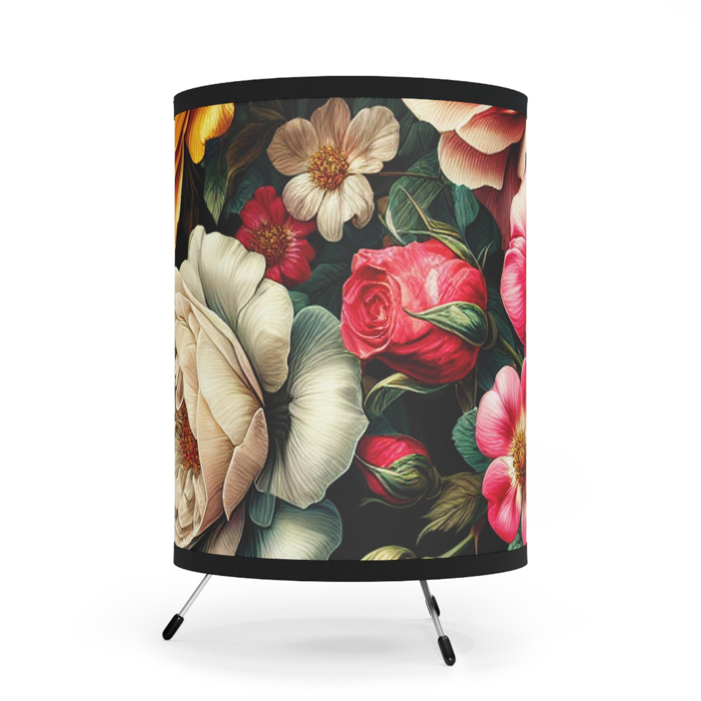 Floral Tripod Lamp with High-Res Printed Shade - Perfect for Home Decor & Gifts