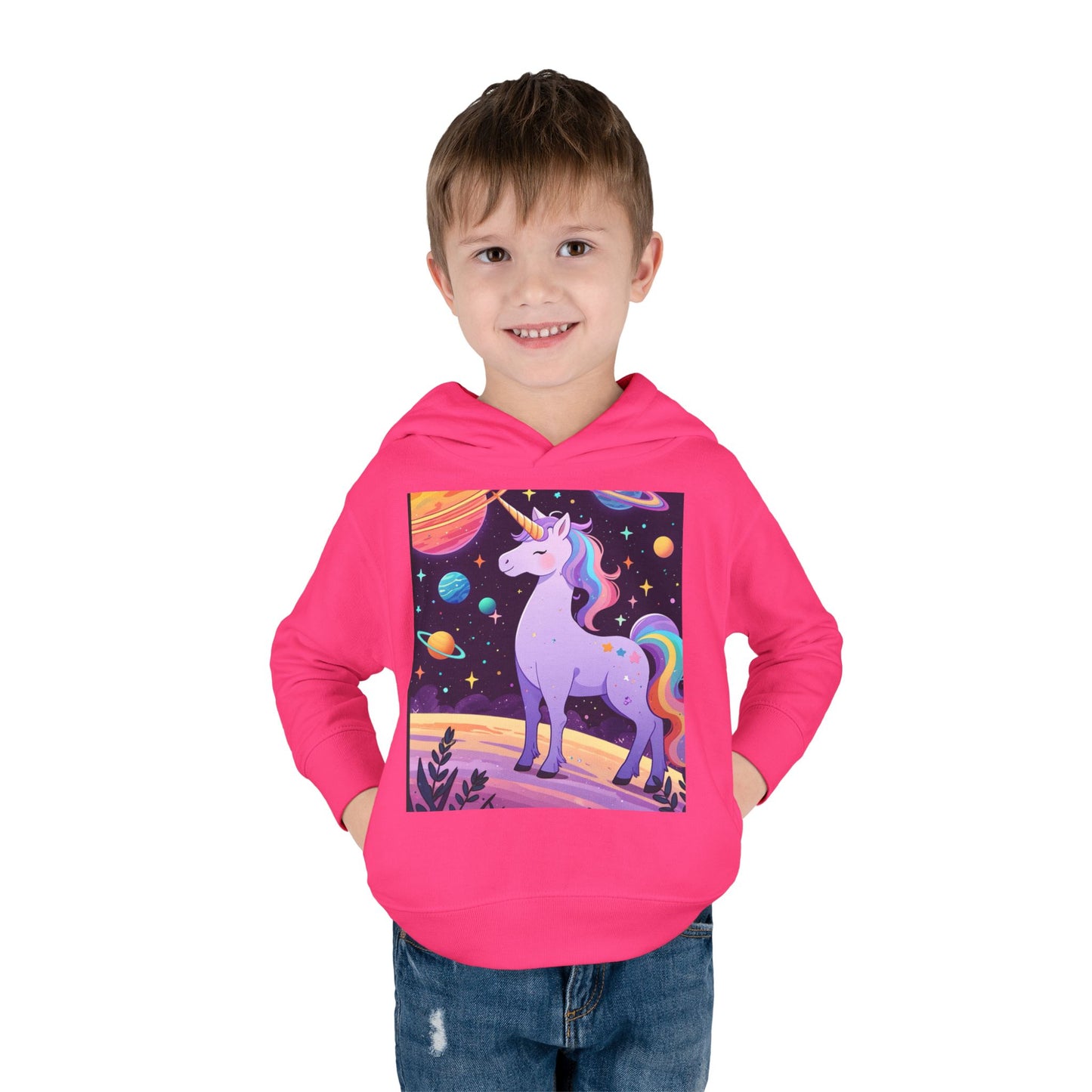 Magical Unicorn Toddler Fleece Hoodie - Cozy Space-Themed Pullover for Kids