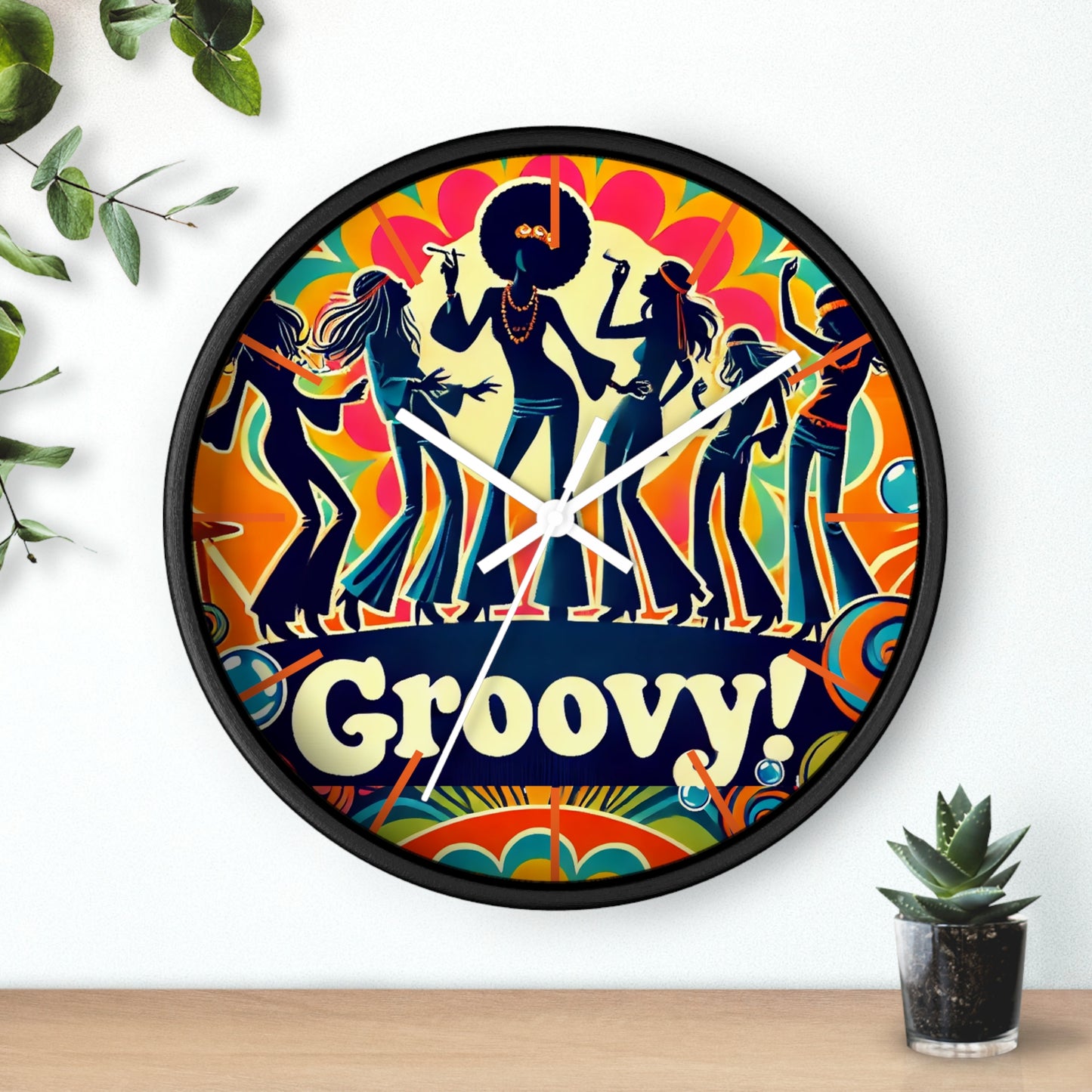 Groovy Retro Wall Clock - Vibrant 70s Dance Theme Decor