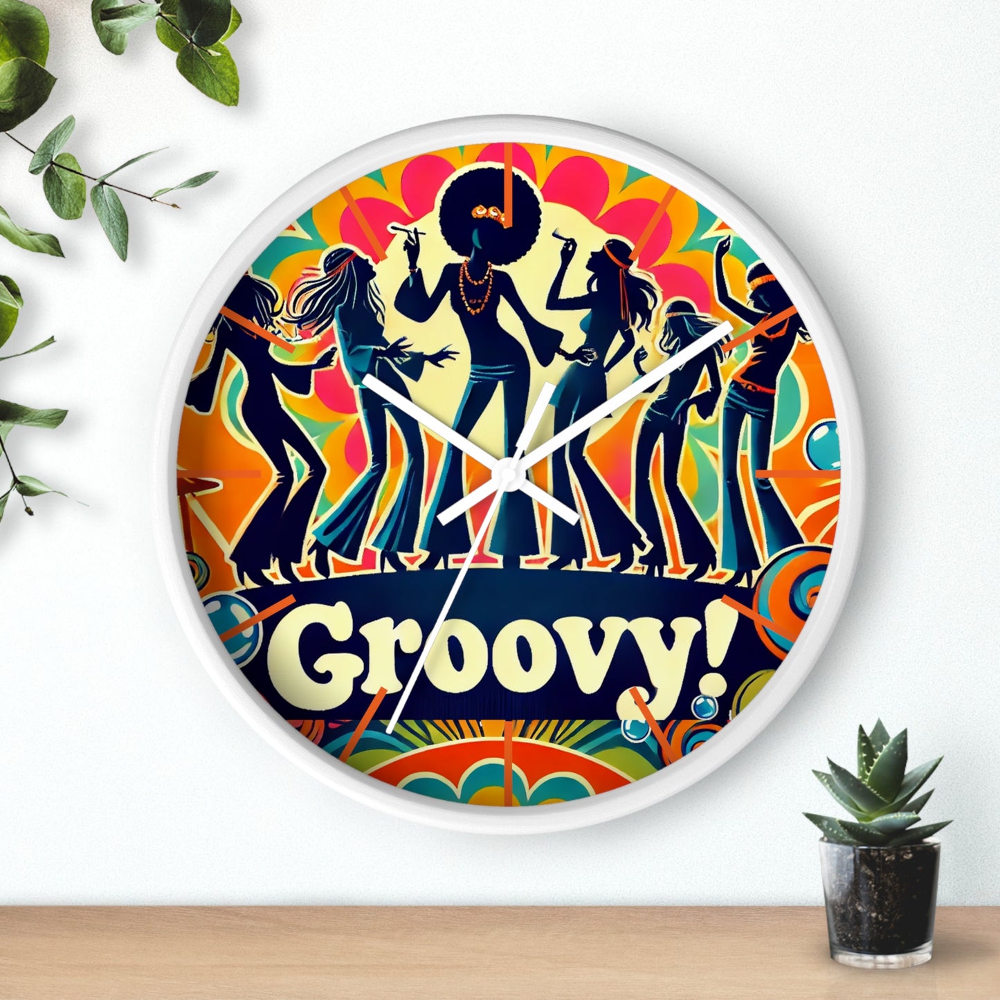 Groovy Retro Wall Clock - Vibrant 70s Dance Theme Decor