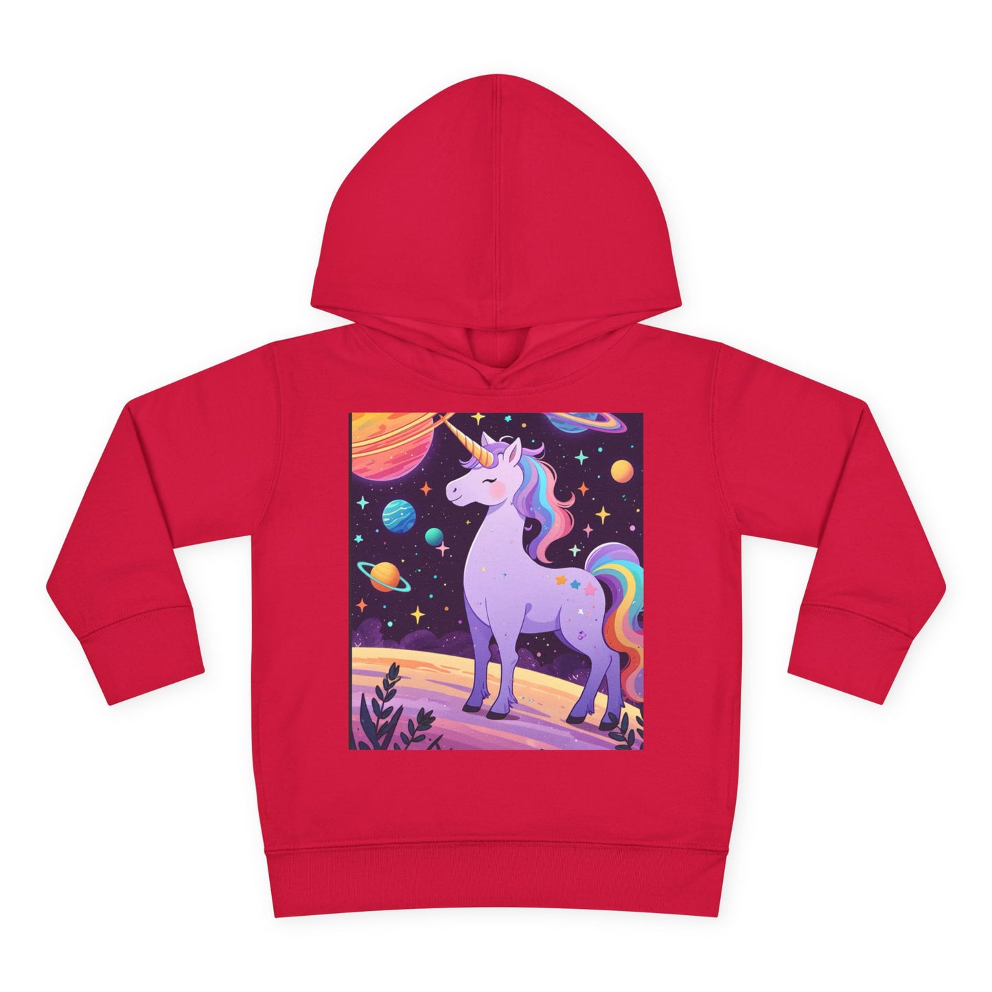 Magical Unicorn Toddler Fleece Hoodie - Cozy Space-Themed Pullover for Kids