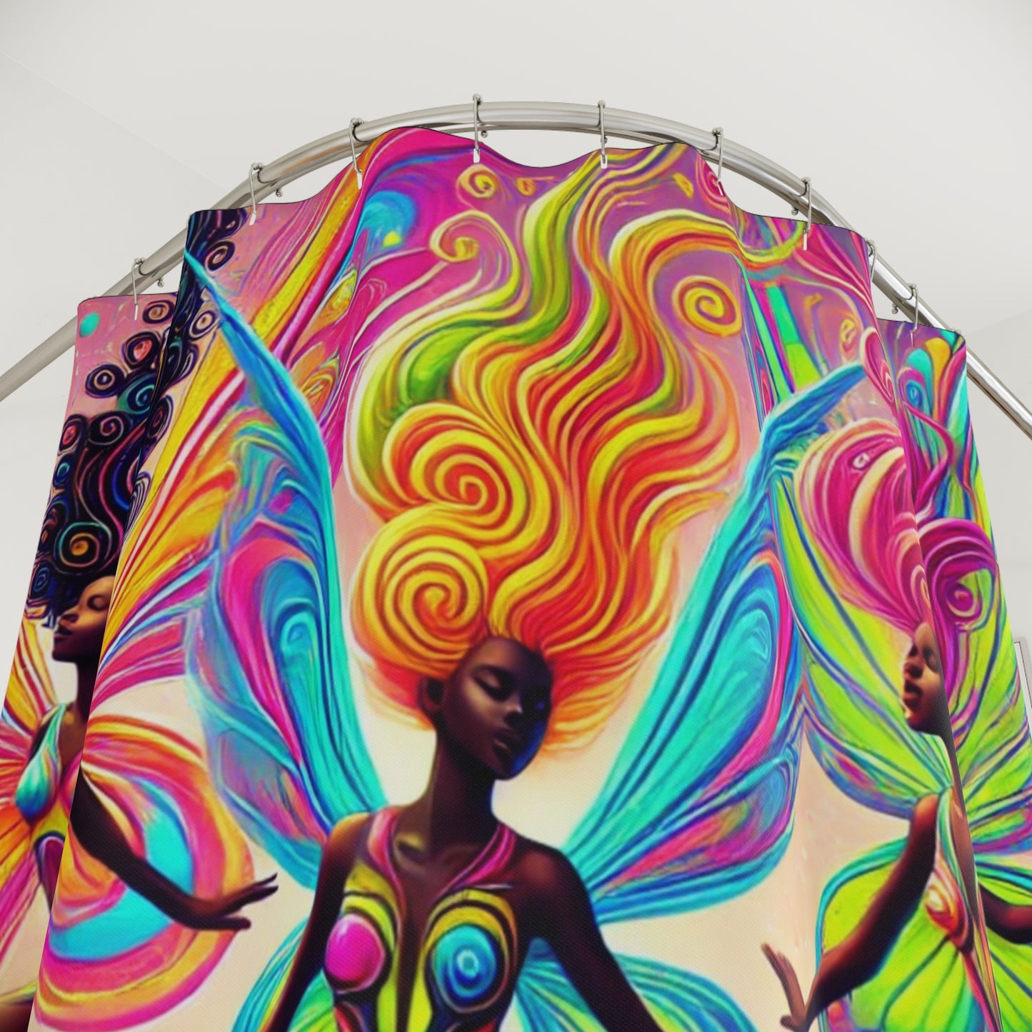 Colorful Fairies Shower Curtain | Vibrant Bathroom Decor | Bohemian Style