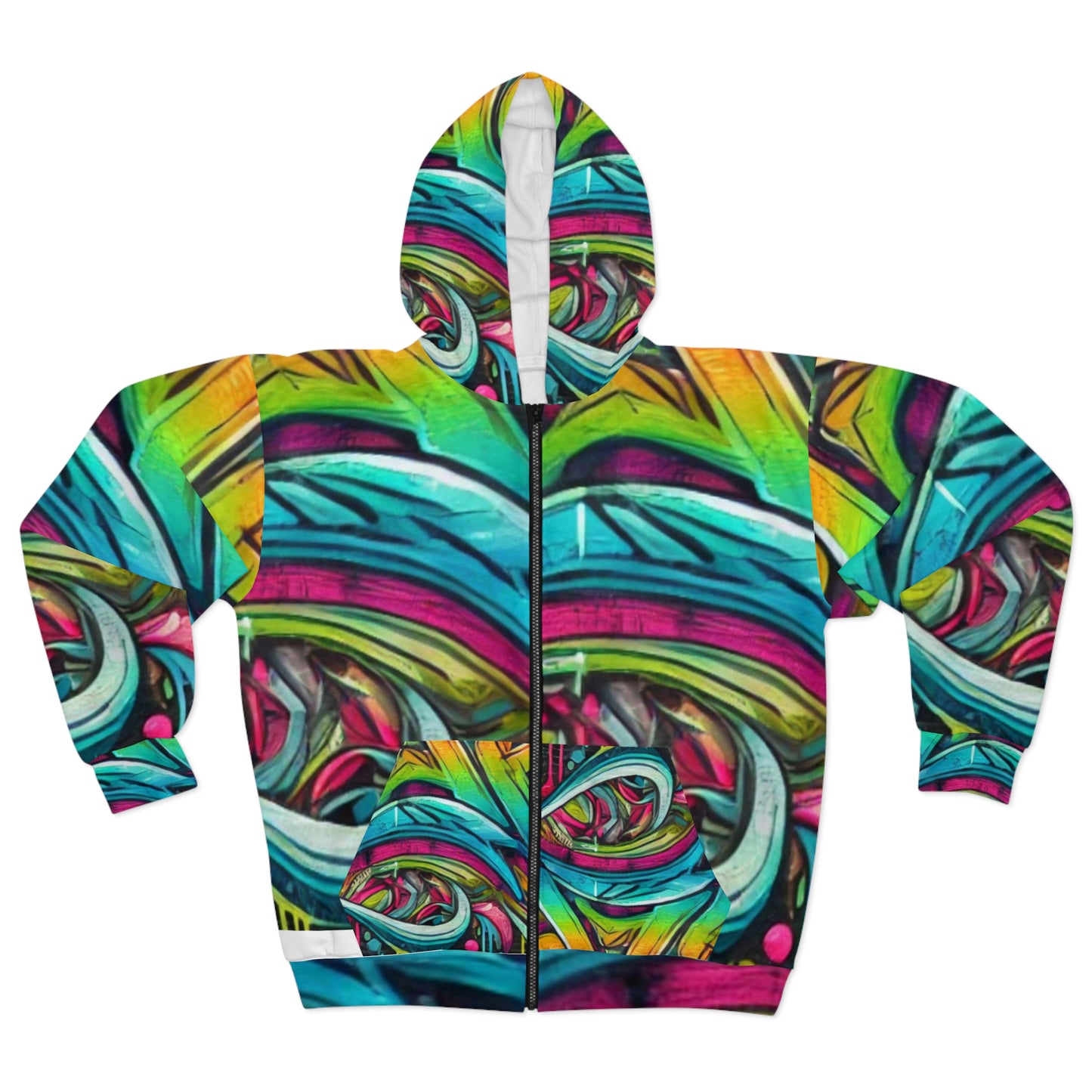 Vibrant Graffiti Unisex Zip Hoodie for Art Lovers