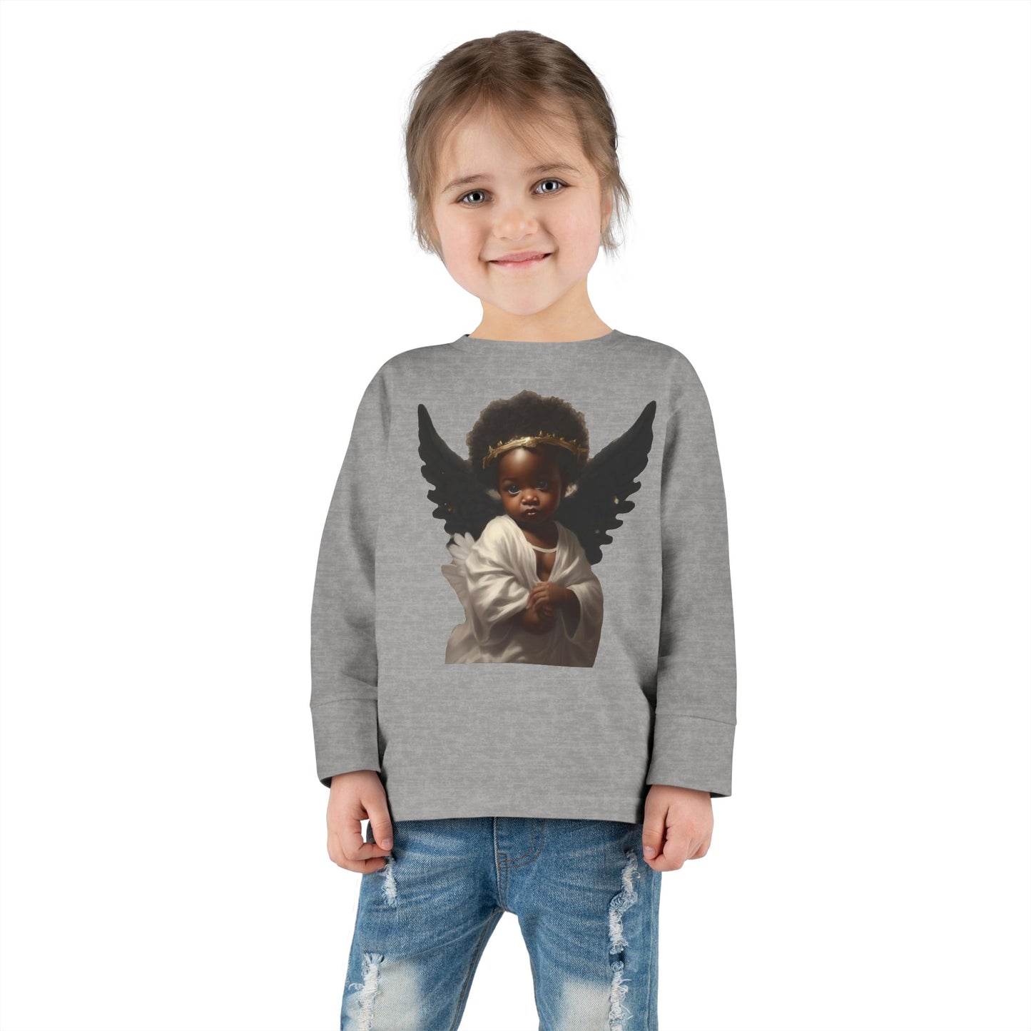 Angel Wings Toddler Long Sleeve Tee - Adorable Kids Graphic Shirt