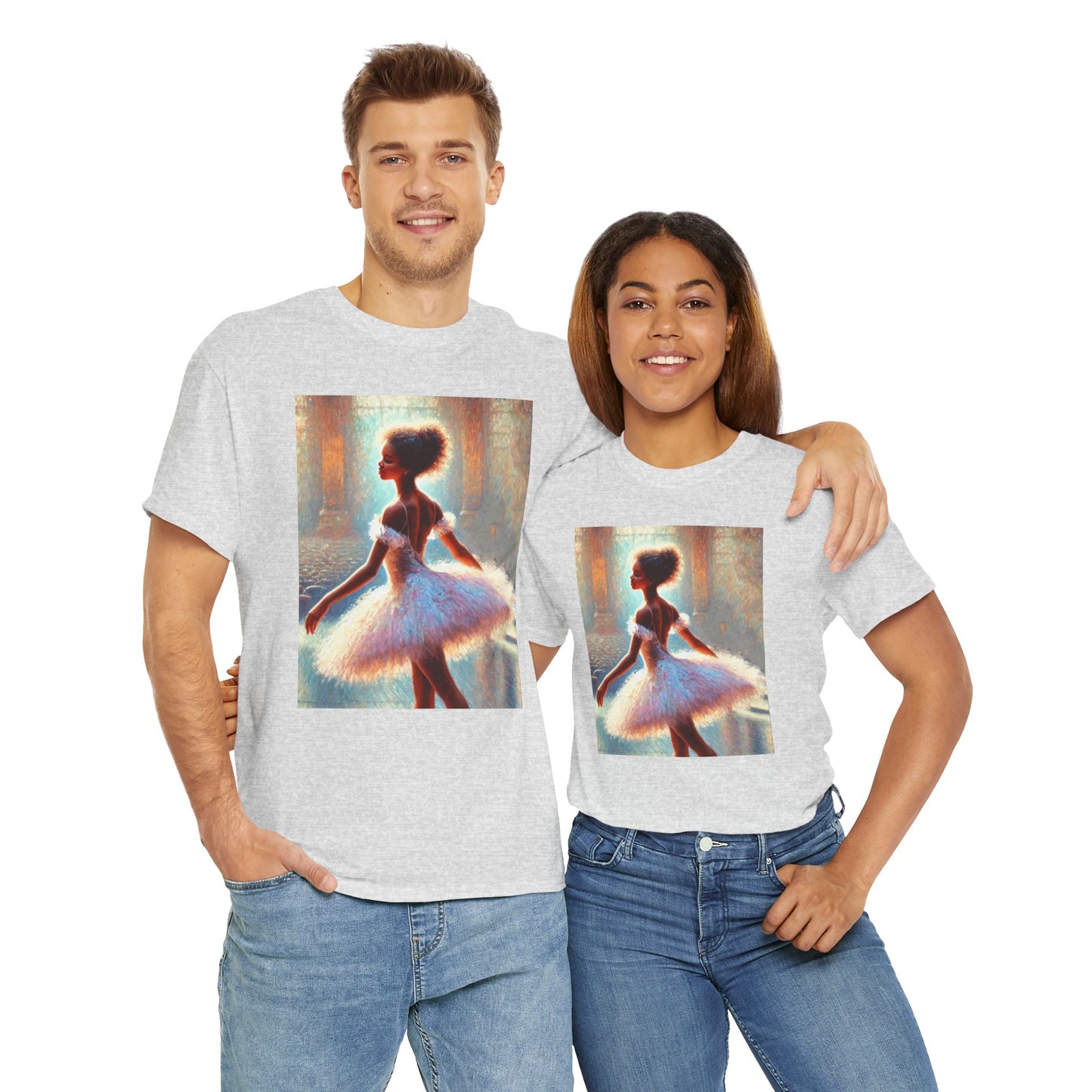 Elegant Ballerina Unisex Heavy Cotton Tee - Artistic Dance T-Shirt for Ballet Lovers