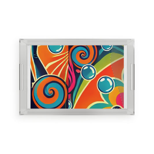 Colorful Swirl Acrylic Serving Tray – Perfect for Entertaining and Home Decor