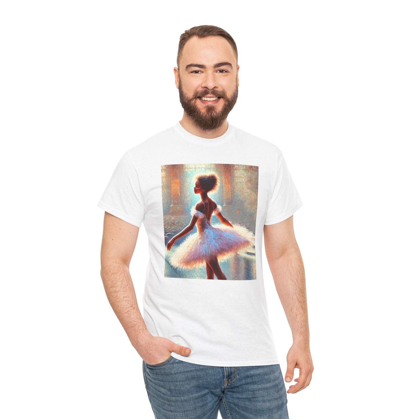 Elegant Ballerina Unisex Heavy Cotton Tee - Artistic Dance T-Shirt for Ballet Lovers