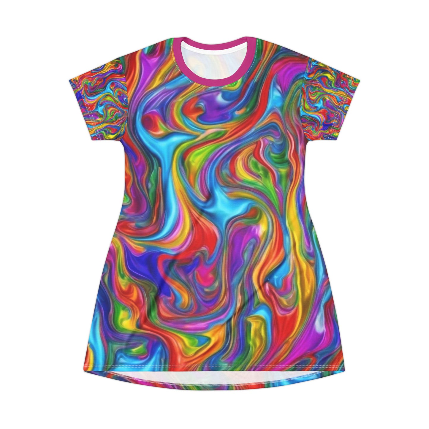 Colorful Swirl T-Shirt Dress – Vibrant Summer Fashion for Creative Souls