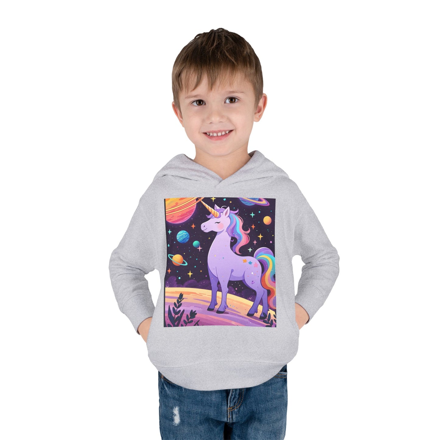 Magical Unicorn Toddler Fleece Hoodie - Cozy Space-Themed Pullover for Kids