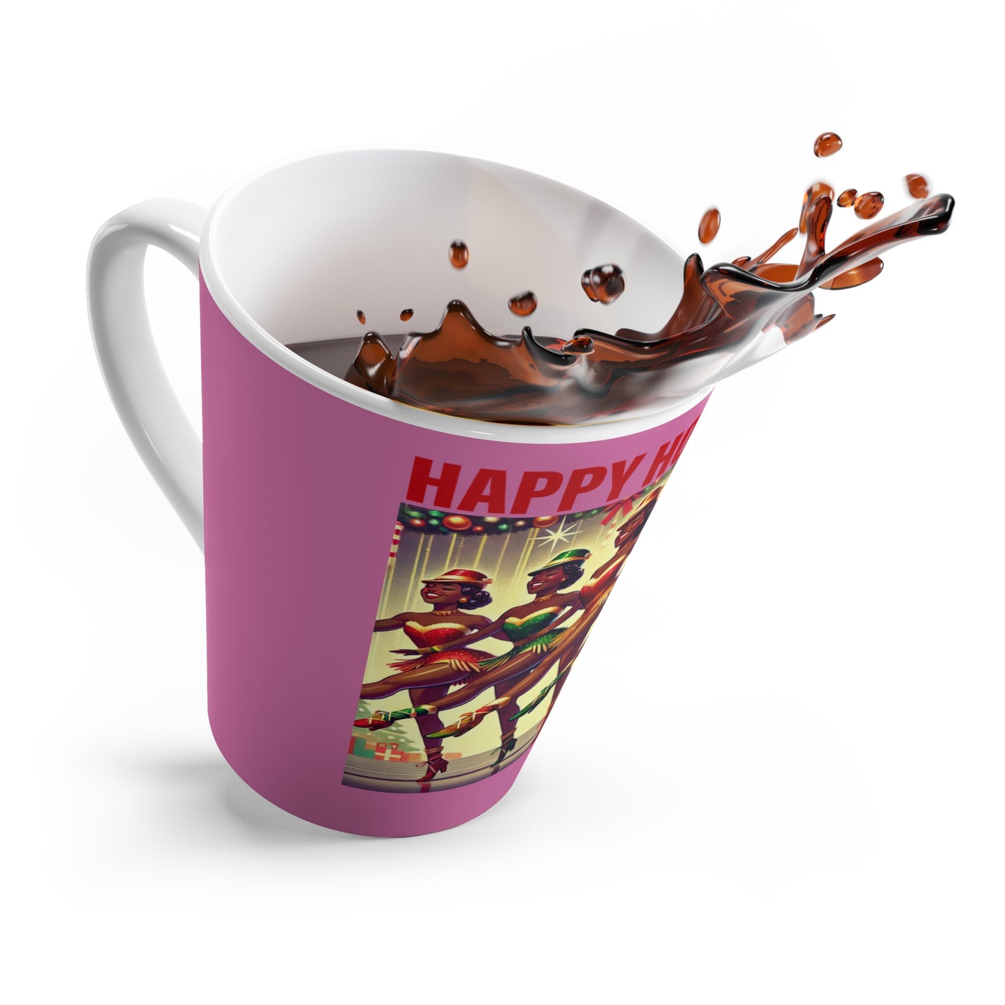 Festive Latte Mug – 'Happy Holidays!' Vintage Design for Coffee Lovers