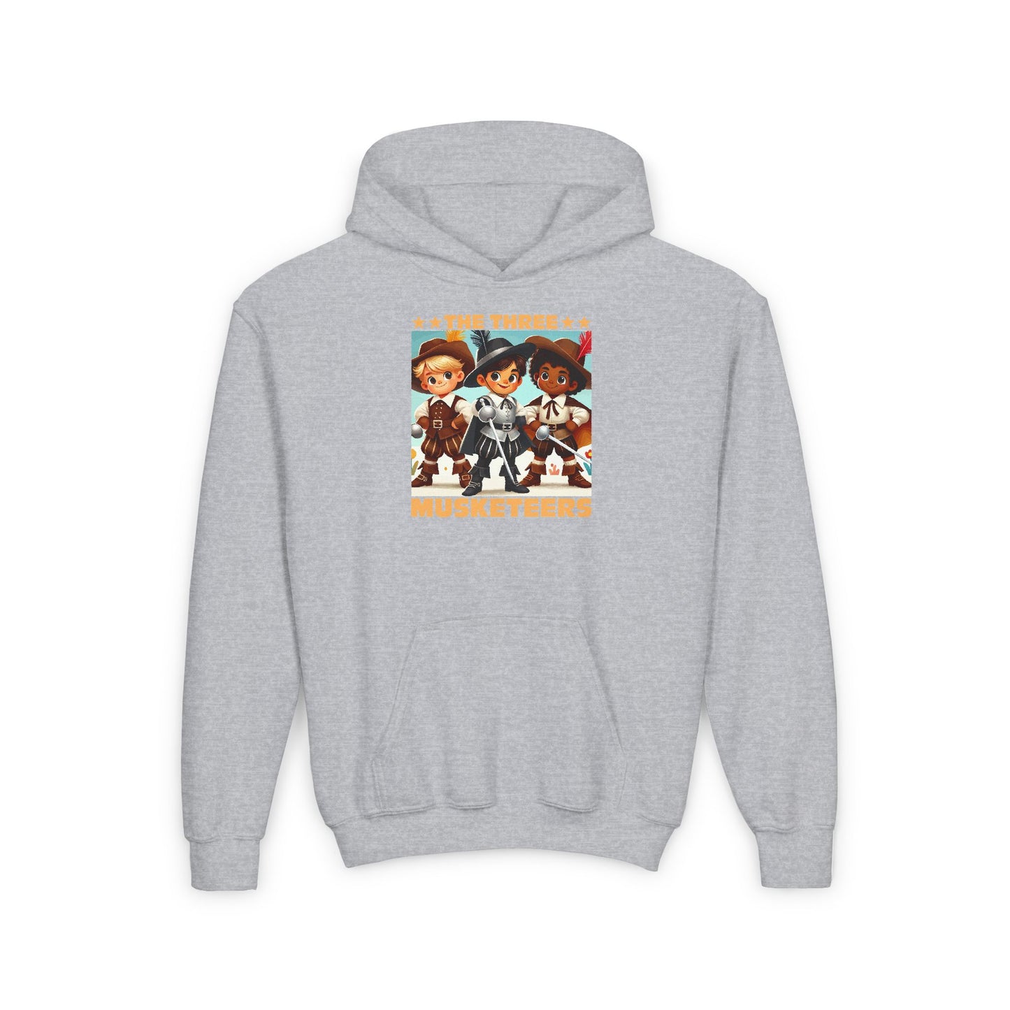 Youth Heavy Blend Hooded Sweatshirt - The Three Musketeers Graphic Sweatshirt for Kids