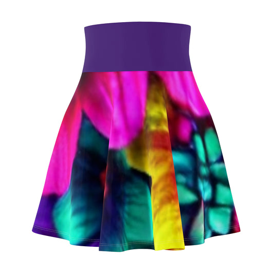 Vibrant Women's Skater Skirt - Colorful Floral Print for Summer Fun