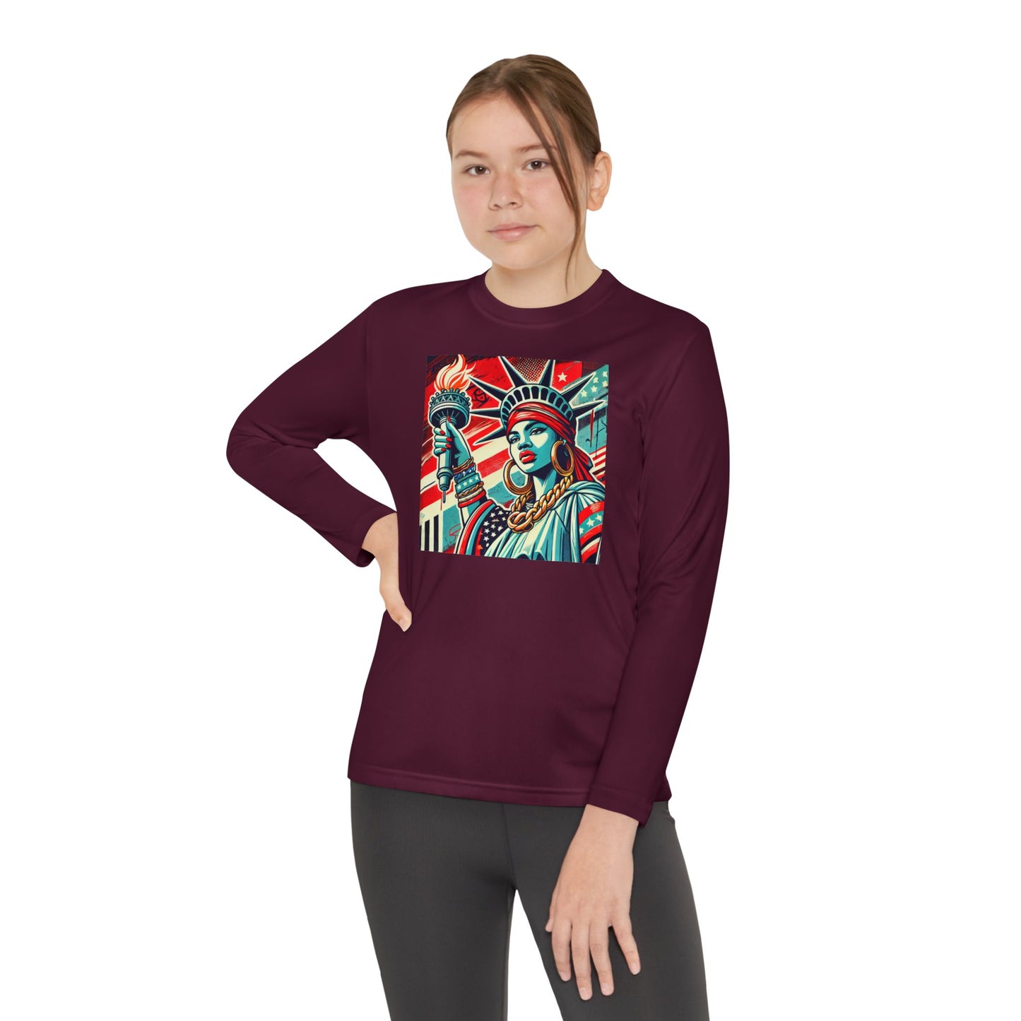 Youth Long Sleeve Tee - Statue of Liberty Graphic - Adventure Ready Apparel