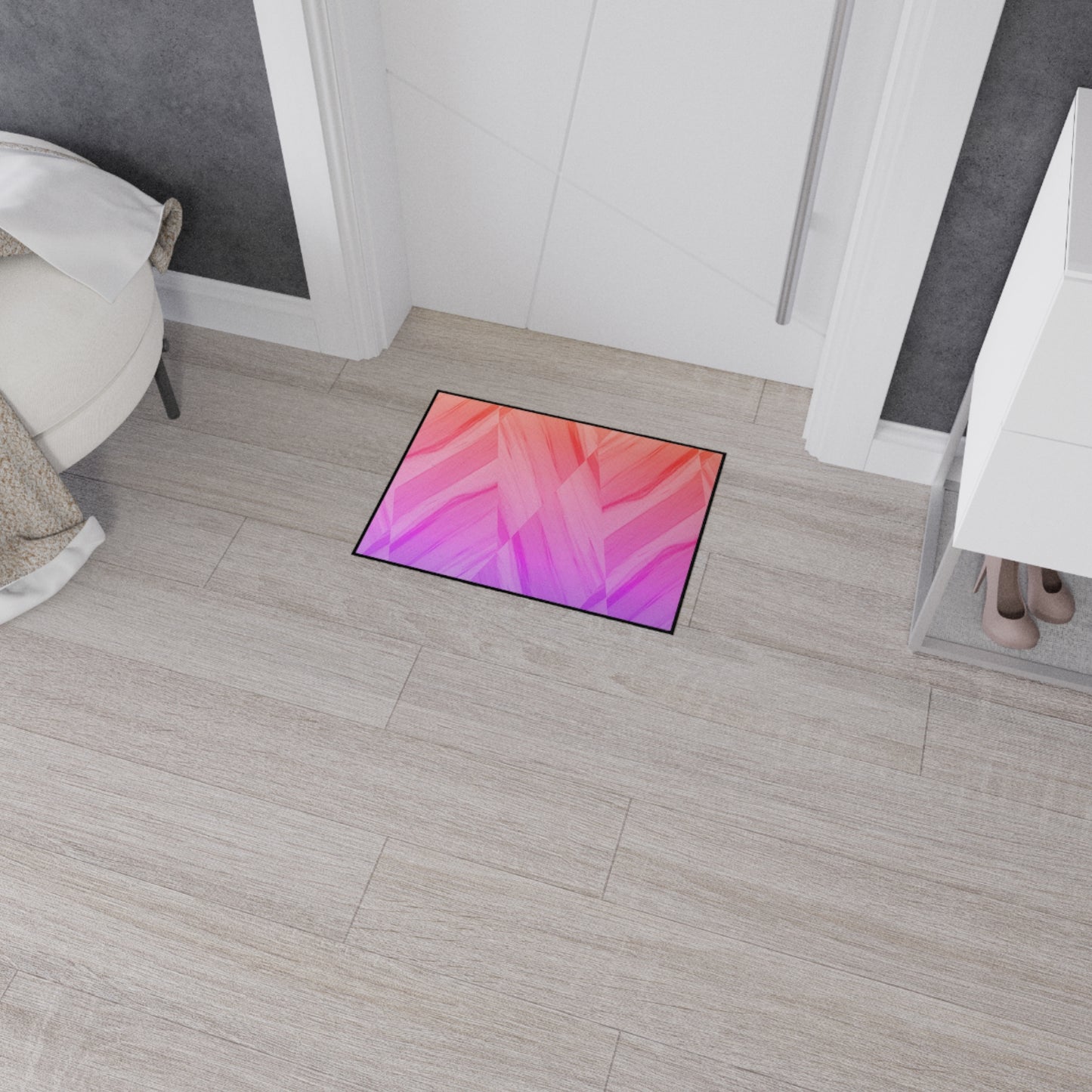 Stylish Heavy Duty Floor Mat - Elegant Pink Abstract Design for Home & Office