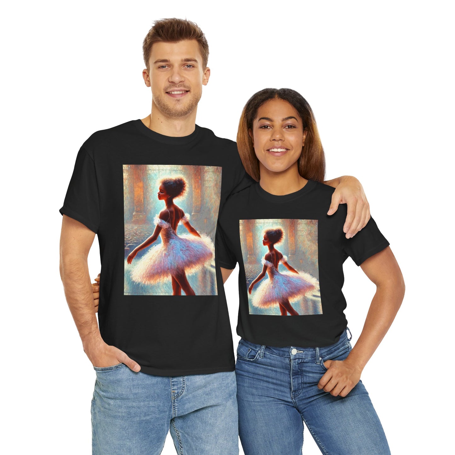 Elegant Ballerina Unisex Heavy Cotton Tee - Artistic Dance T-Shirt for Ballet Lovers