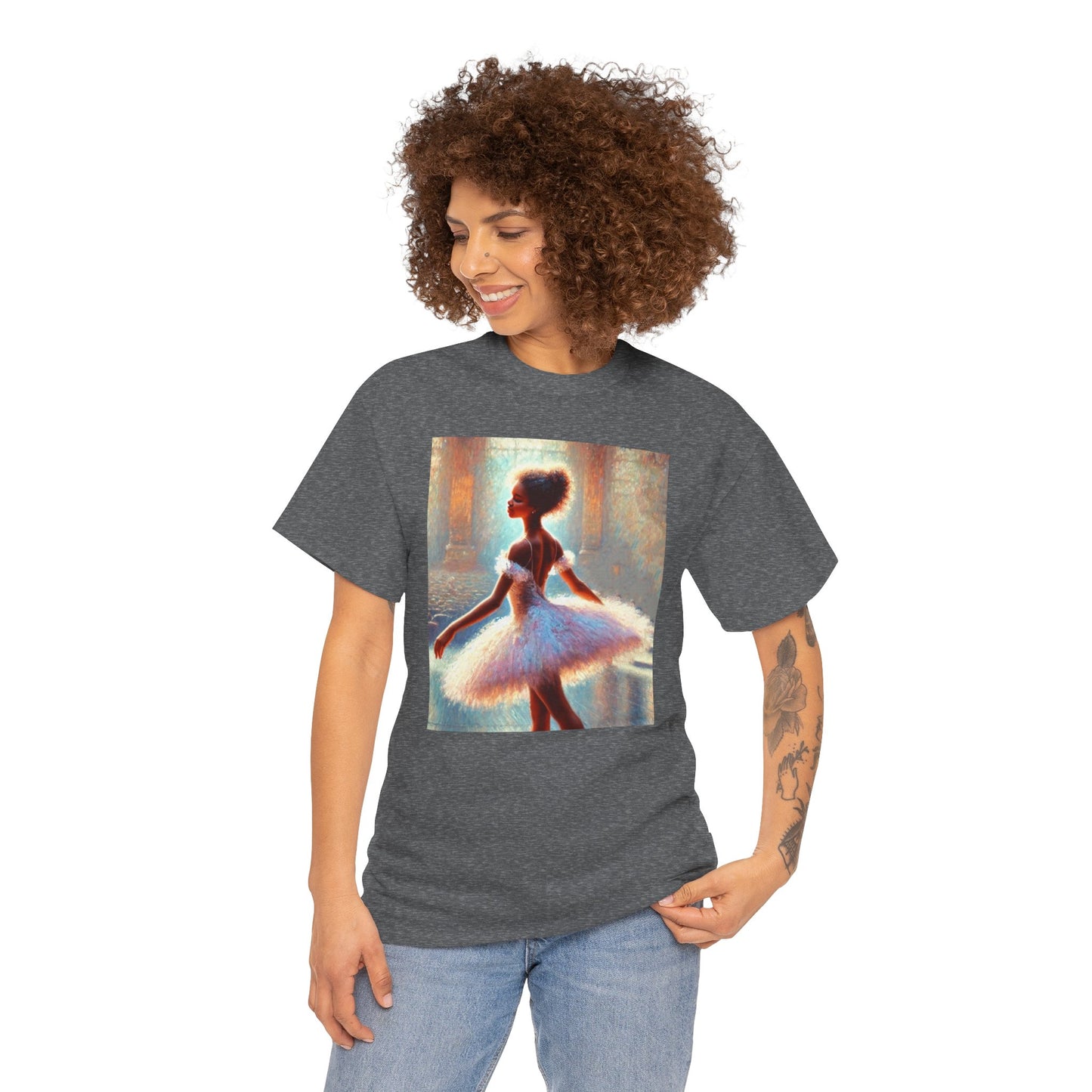 Elegant Ballerina Unisex Heavy Cotton Tee - Artistic Dance T-Shirt for Ballet Lovers