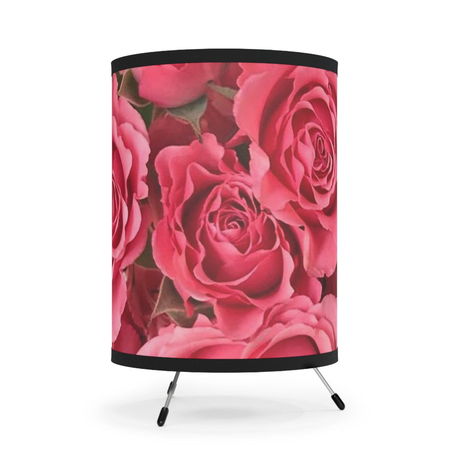 Rose Print Tripod Lamp - Elegant Floral Design for Home Decor