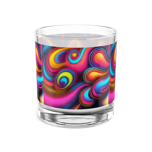 Vibrant Swirl Design Rocks Glass - 10oz Colorful Drinkware