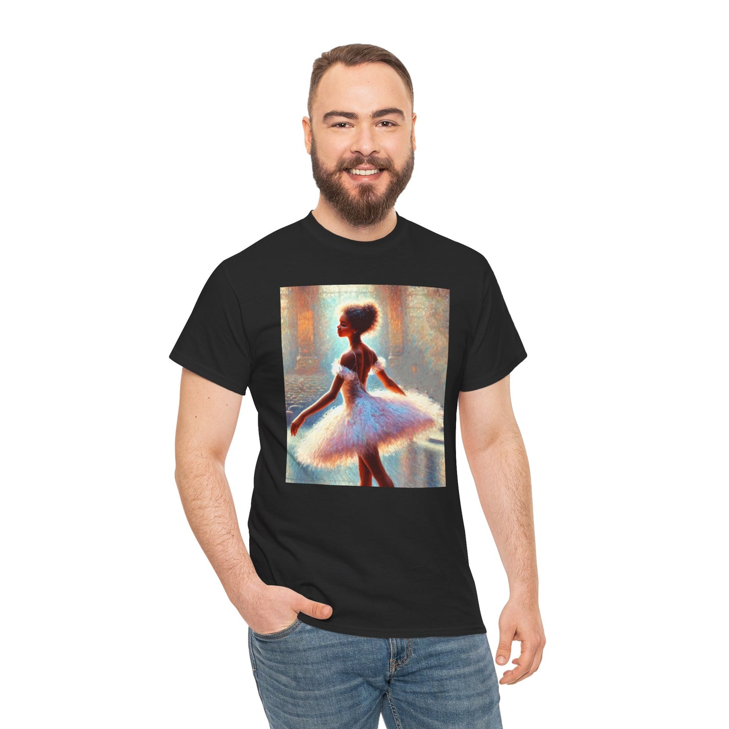 Elegant Ballerina Unisex Heavy Cotton Tee - Artistic Dance T-Shirt for Ballet Lovers