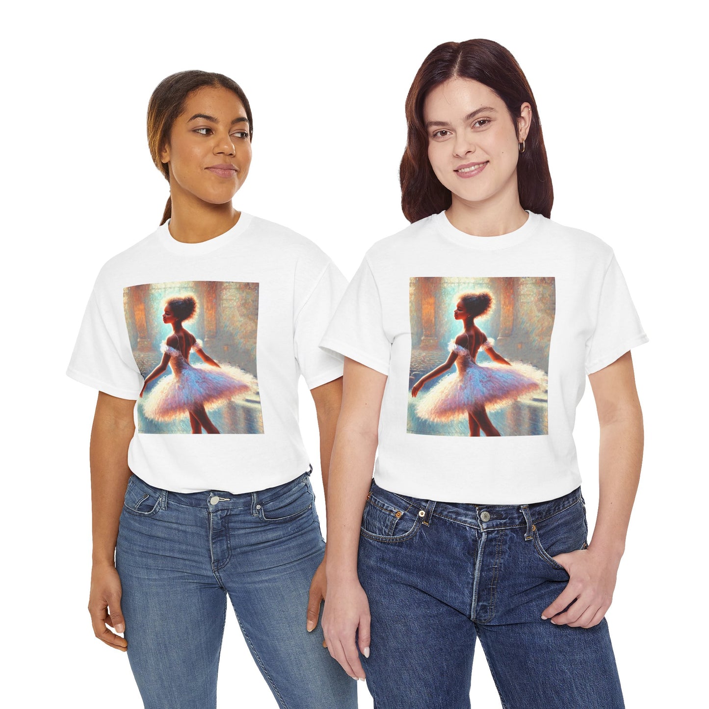 Elegant Ballerina Unisex Heavy Cotton Tee - Artistic Dance T-Shirt for Ballet Lovers