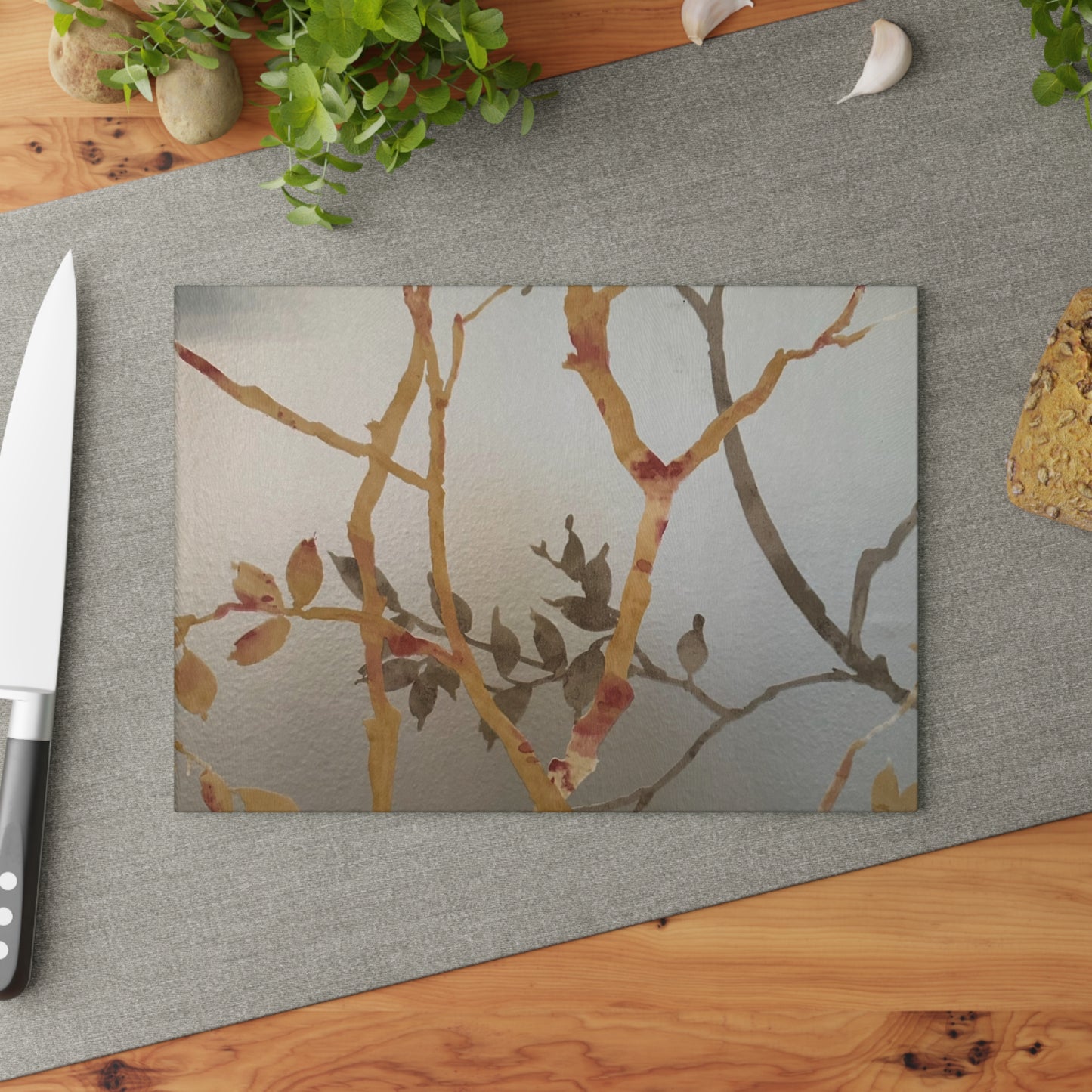 Elegant Nature-Inspired Glass Cutting Board - Perfect for Home Chefs & Gift Giving