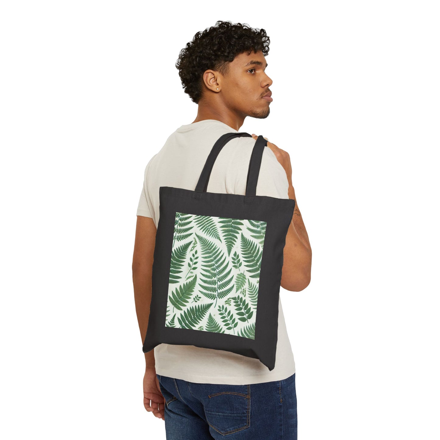 Eco-Friendly Cotton Canvas Tote Bag with Fern Design