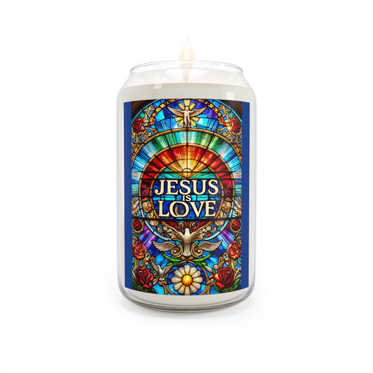 Jesus is Love Scented Candle - 13.75oz Stained Glass Design for Spiritual Connection
