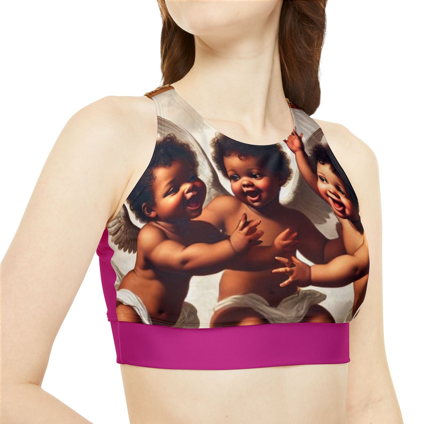 High Neck Crop Bikini Top (AOP)