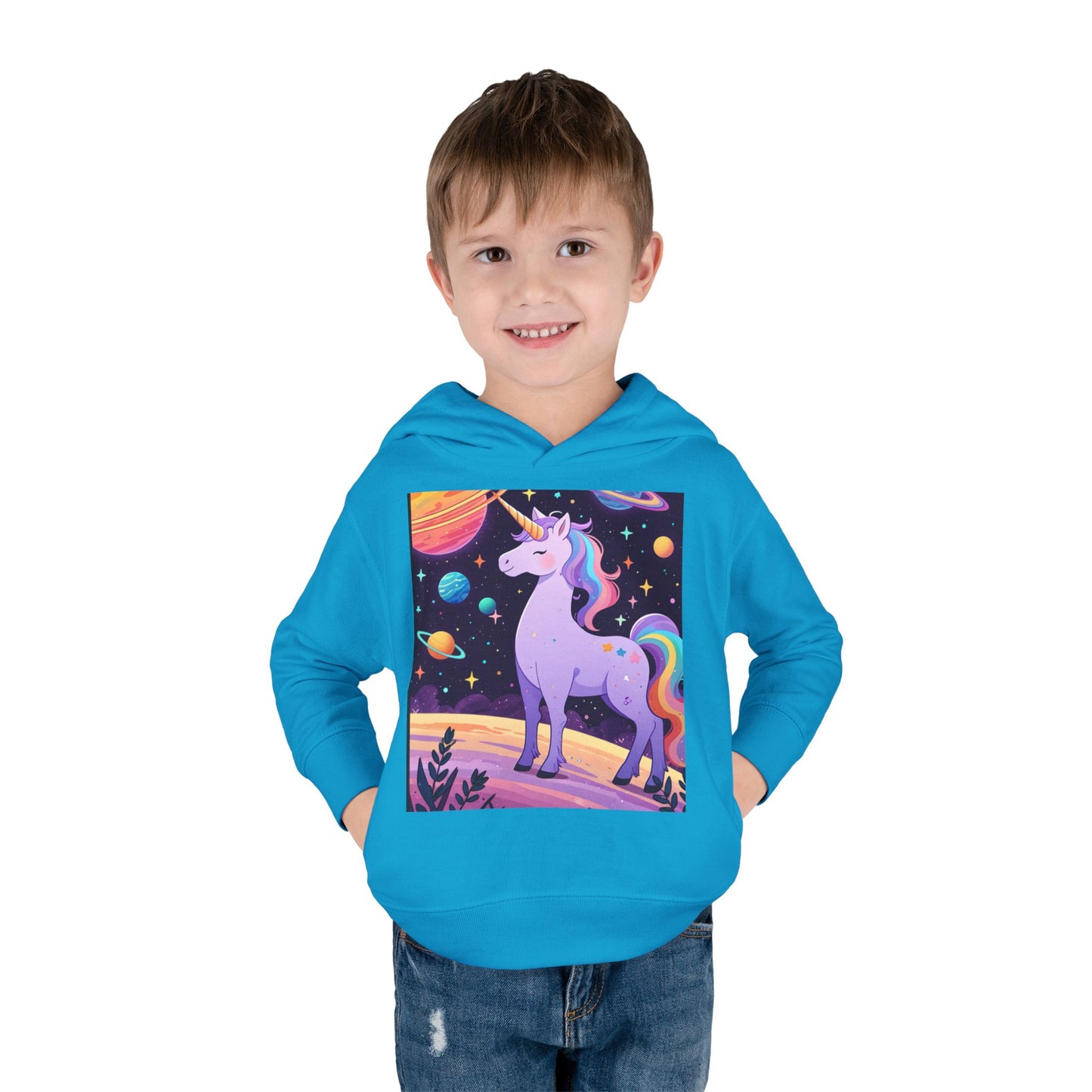 Magical Unicorn Toddler Fleece Hoodie - Cozy Space-Themed Pullover for Kids