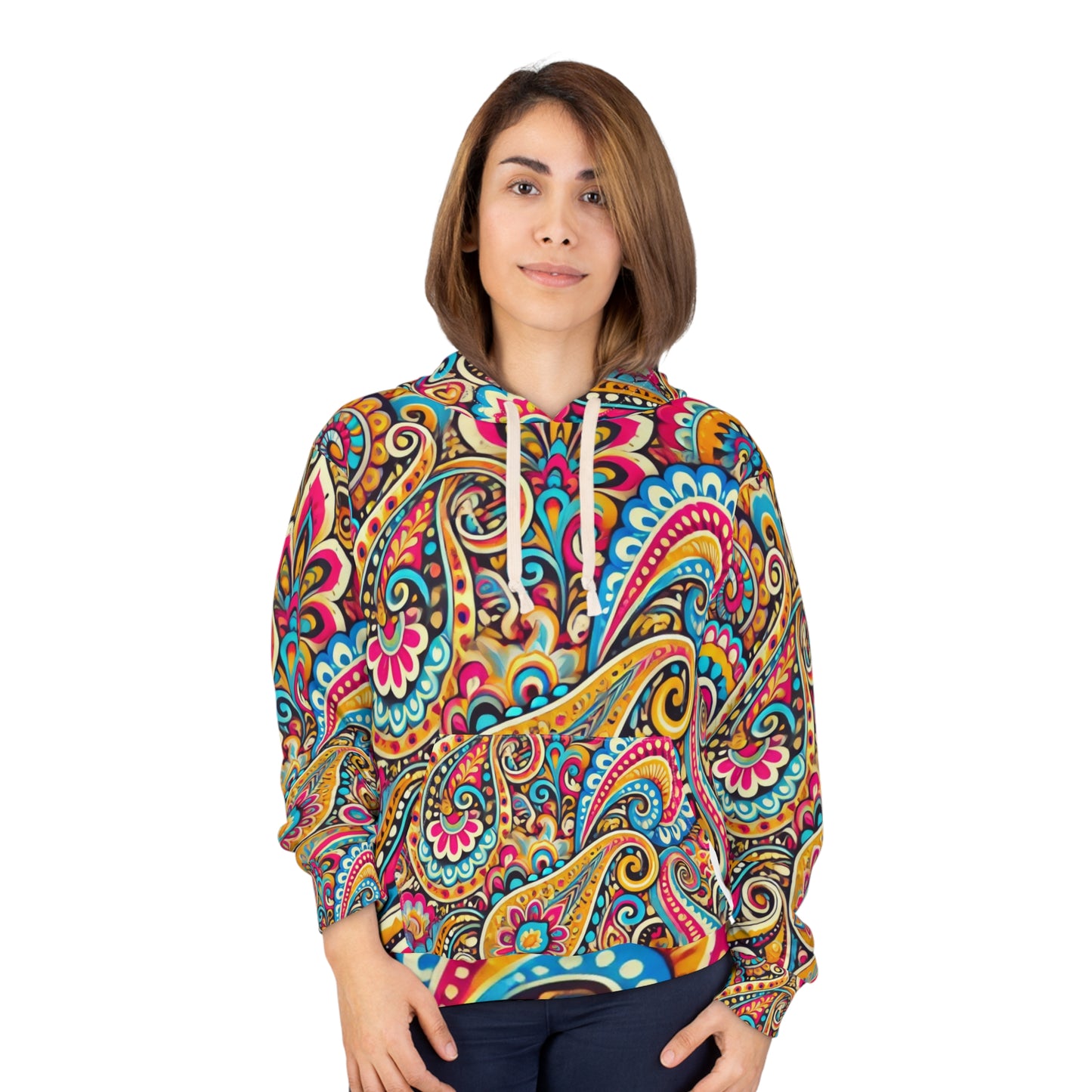 Vibrant Boho Pattern Unisex Pullover Hoodie - Cozy & Colorful Streetwear