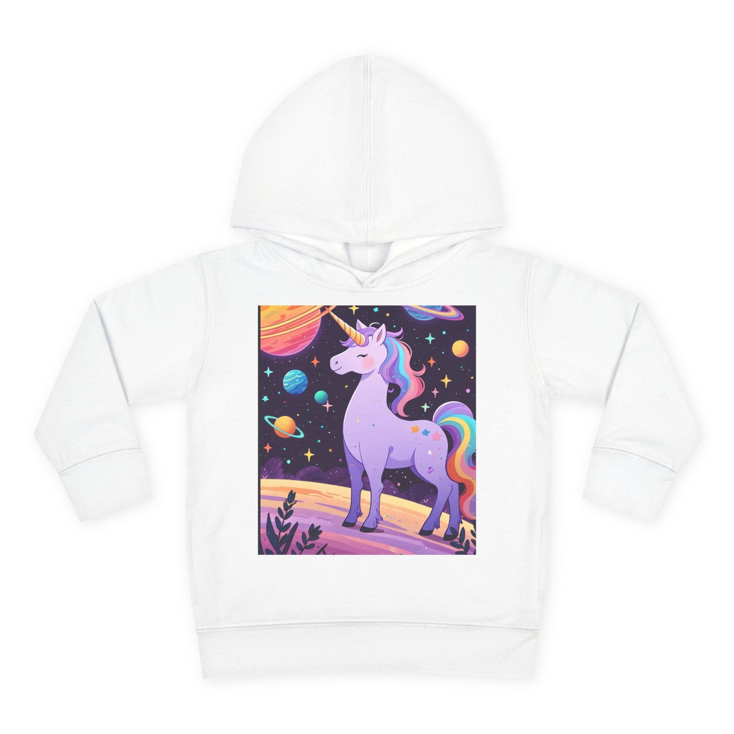 Magical Unicorn Toddler Fleece Hoodie - Cozy Space-Themed Pullover for Kids