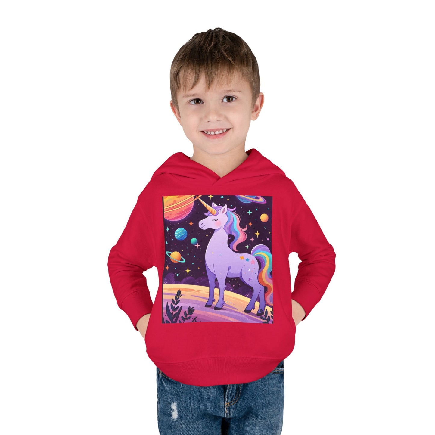 Magical Unicorn Toddler Fleece Hoodie - Cozy Space-Themed Pullover for Kids