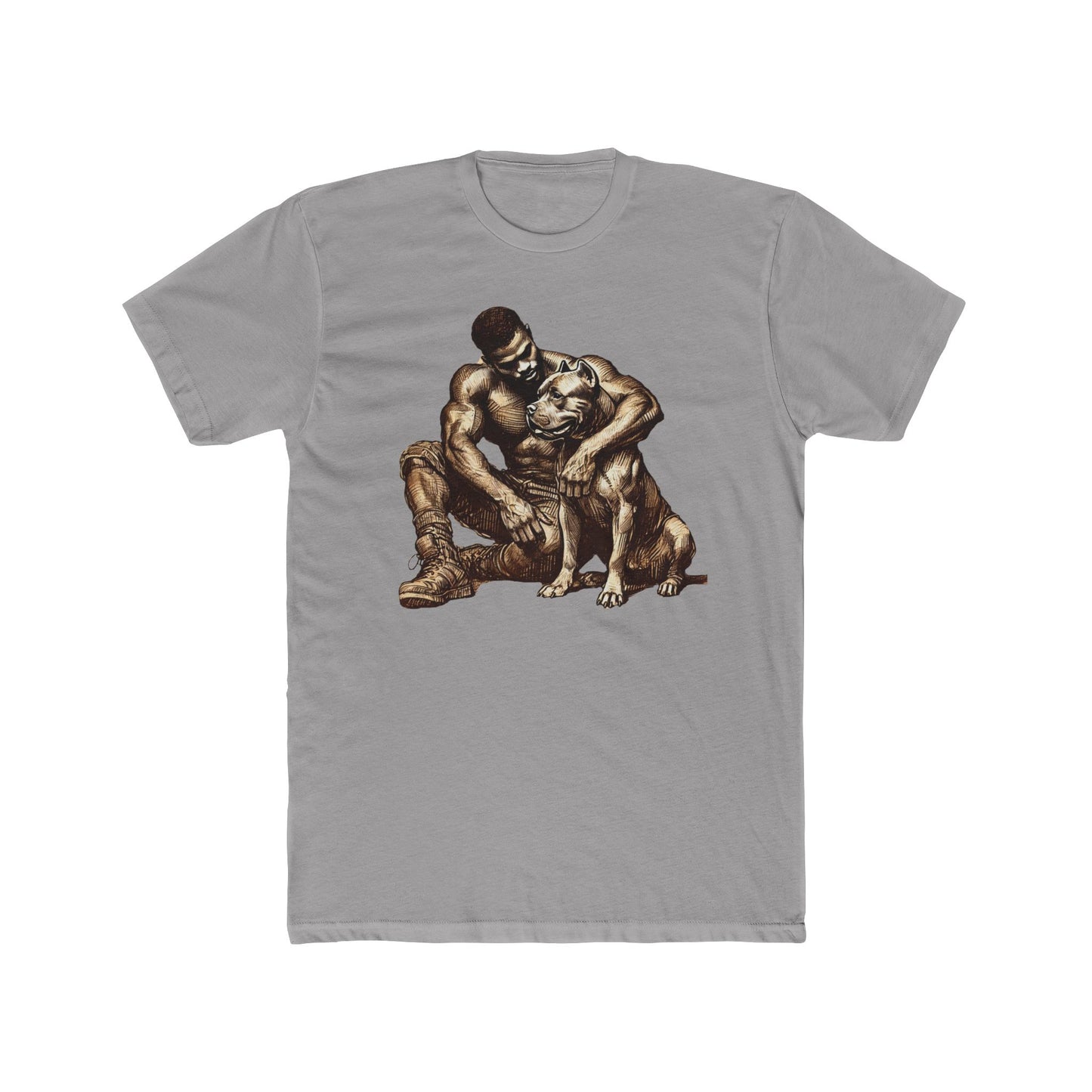 Emotional Bond Unisex Cotton Crew Tee - Love Between Man and Dog Design