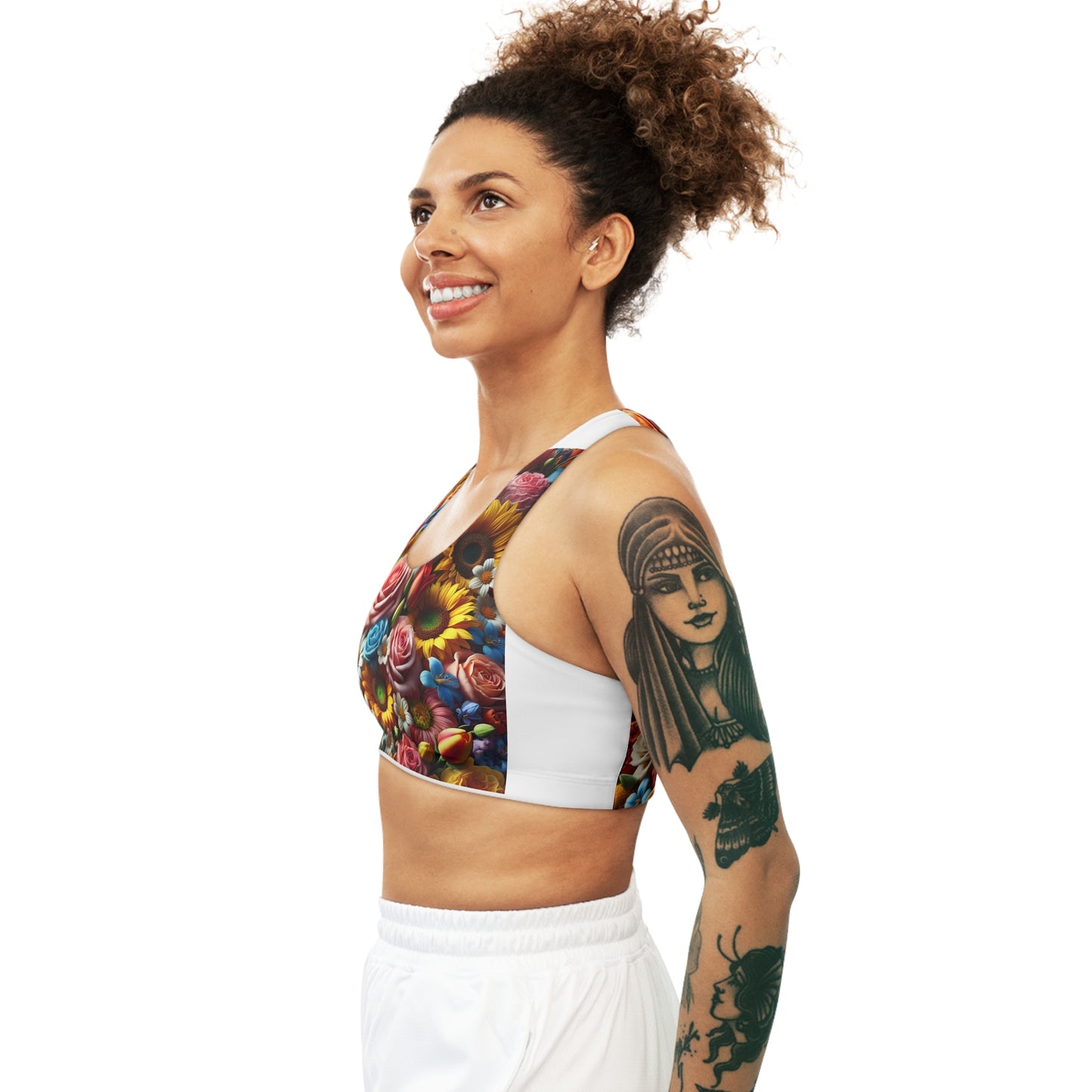 Floral Seamless Sports Bra - Vibrant Flower Print for Active Lifestyle