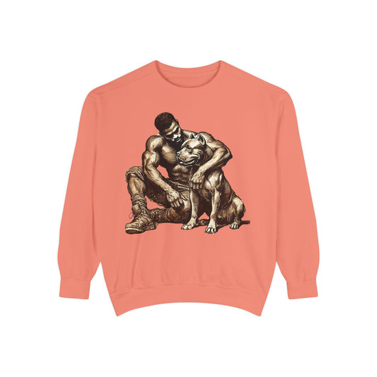 Embrace Sweatshirt - Comfortable Unisex Style Featuring Man and Dog Design