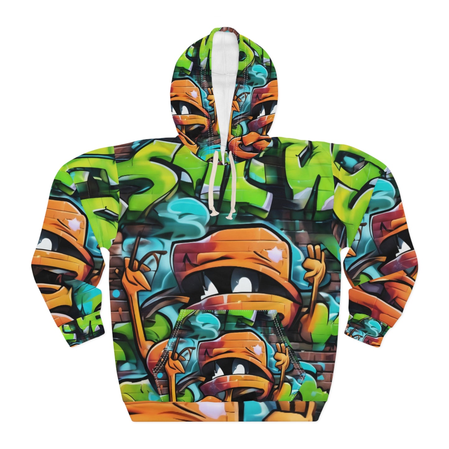 Vibrant Graffiti Unisex Pullover Hoodie - Street Art Inspired, Perfect for Casual Style and Festivals